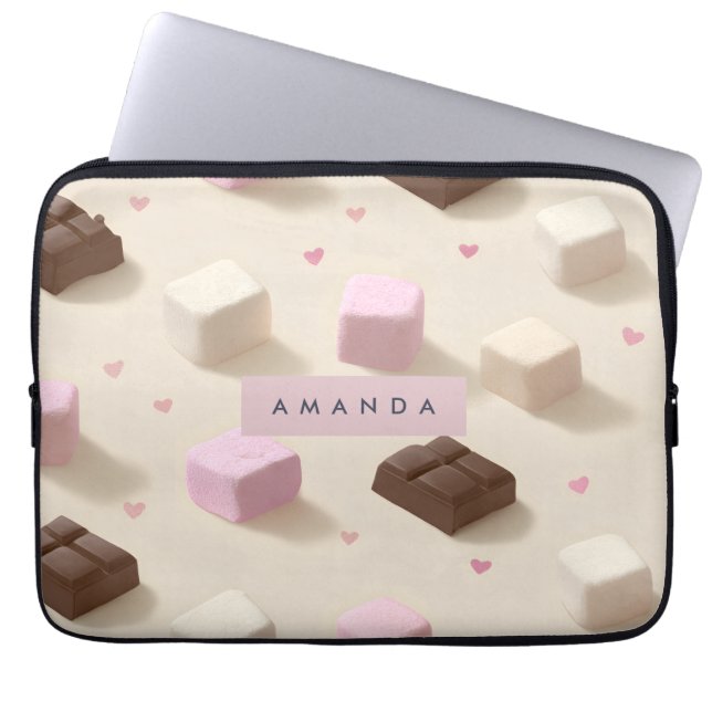 Gepersonaliseerde Schattigee pastelchocolade en ma Laptop Sleeve (Voorkant)