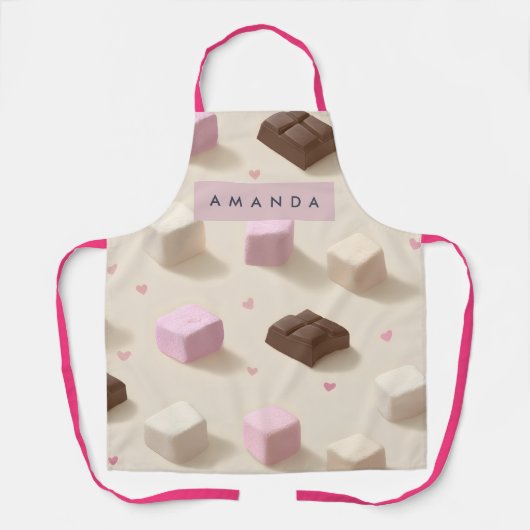 Gepersonaliseerde Schattigee pastelchocolade en ma Schort (Voorkant)