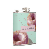 Gepersonaliseerde Schattigee Pasteldonuts & Sprink Heupfles (Rechts)