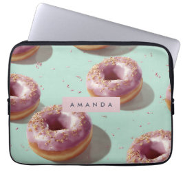 Gepersonaliseerde Schattigee Pasteldonuts & Sprink Laptop Sleeve