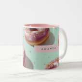 Gepersonaliseerde Schattigee Pasteldonuts & Sprink Tweekleurige Koffiemok (Voorkant rechts)
