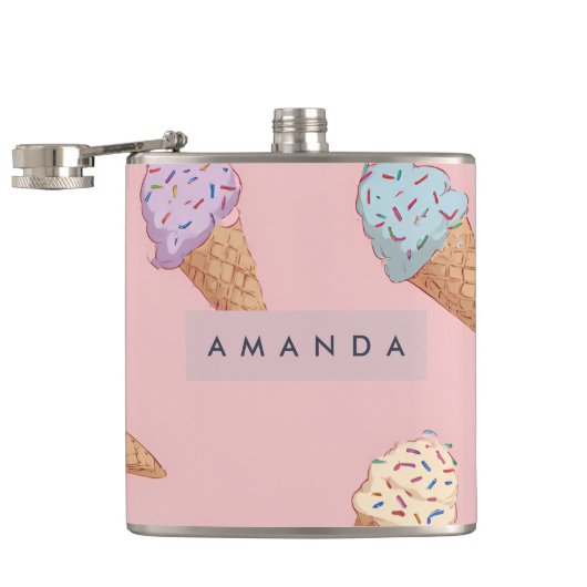 Gepersonaliseerde Schattigee pastelijs Heupfles (Geopend)