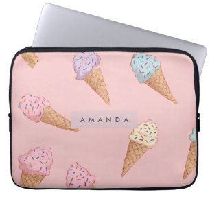 Gepersonaliseerde Schattigee pastelijs Laptop Sleeve