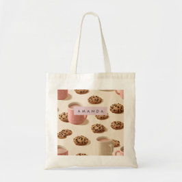 Gepersonaliseerde Schattigee pastelkoekjes en melk Tote Bag