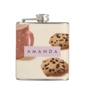 Gepersonaliseerde Schattigee pastelkoekjes & melk Heupfles (Voorkant)