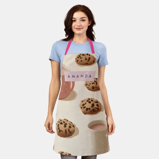 Gepersonaliseerde Schattigee pastelkoekjes & melk Schort (Gedragen)