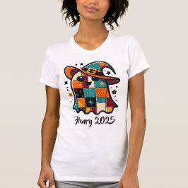 Gepersonaliseerde Schattigee Patchwork Ghost Hallo T-shirt