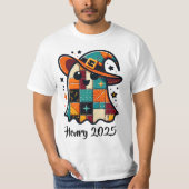 Gepersonaliseerde Schattigee Patchwork Ghost Hallo T-shirt (Voorkant)