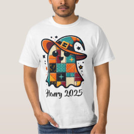 Gepersonaliseerde Schattigee Patchwork Ghost Hallo T-shirt