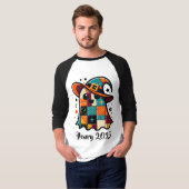 Gepersonaliseerde Schattigee Patchwork Ghost Hallo T-shirt (Voorkant volledig)