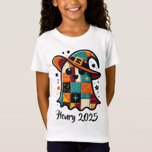 Gepersonaliseerde Schattigee Patchwork Ghost Hallo T-shirt