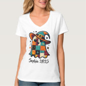 Gepersonaliseerde Schattigee Patchwork Ghost Hallo T-shirt (Voorkant)