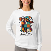 Gepersonaliseerde Schattigee Patchwork Ghost Hallo T-shirt (Voorkant)