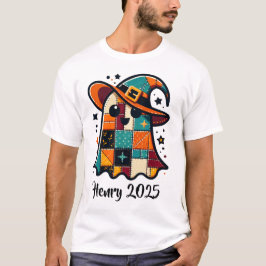 Gepersonaliseerde Schattigee Patchwork Ghost Hallo T-shirt