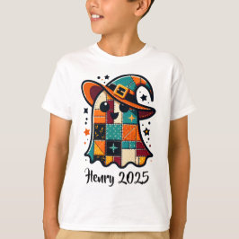Gepersonaliseerde Schattigee Patchwork Ghost Hallo T-shirt