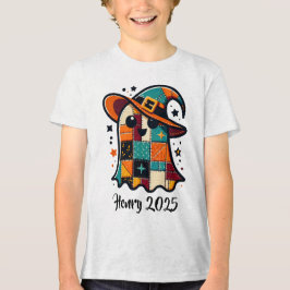 Gepersonaliseerde Schattigee Patchwork Ghost Hallo Tri-Blend Shirt