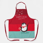 Gepersonaliseerde Schattigee Penguin Happy 20XX va Schort (Voorkant)