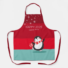 Gepersonaliseerde Schattigee Penguin Happy 20XX va Schort