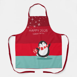 Gepersonaliseerde Schattigee Penguin Happy 20XX va Schort
