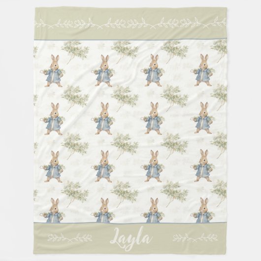 Gepersonaliseerde Schattigee Peter Rabbit Baby Fleece Deken (Voorkant)