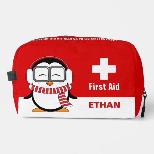 Gepersonaliseerde Schattigee pinguïn EHBO Kit Bag Toilettasje (Voorkant)