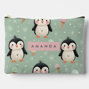 Gepersonaliseerde Schattigee pinguïn & ijs patroon Etui