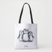 Gepersonaliseerde Schattigee Pinguïn Tote Bag (Voorkant)