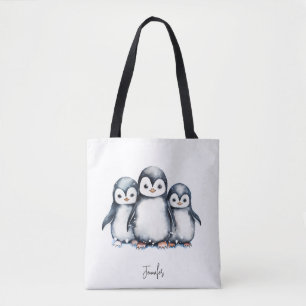 Gepersonaliseerde Schattigee Pinguïn Tote Bag