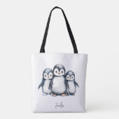 Gepersonaliseerde Schattigee Pinguïn Tote Bag (Achterkant)