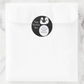 Gepersonaliseerde Schattigee Pinguïn Vriend Kind V Ronde Sticker (Tas)