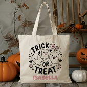 Gepersonaliseerde Schattigee Pink Ghost Trick or t Tote Bag