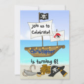 Gepersonaliseerde Schattigee Pirate Boy's Beach Ve Kaart (Voorkant)