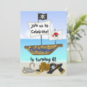 Gepersonaliseerde Schattigee Pirate Boy's Beach Ve Kaart (Staand voorkant)