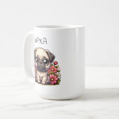 Gepersonaliseerde Schattigee Pug Puppy Dog Koffiemok (Voorkant links)