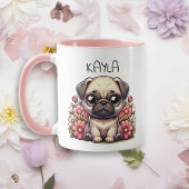 Gepersonaliseerde Schattigee Pug Puppy Dog Mok