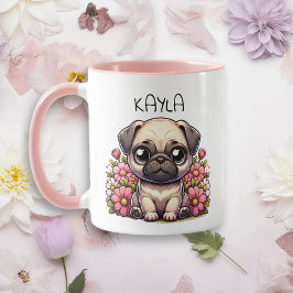 Gepersonaliseerde Schattigee Pug Puppy Dog Mok