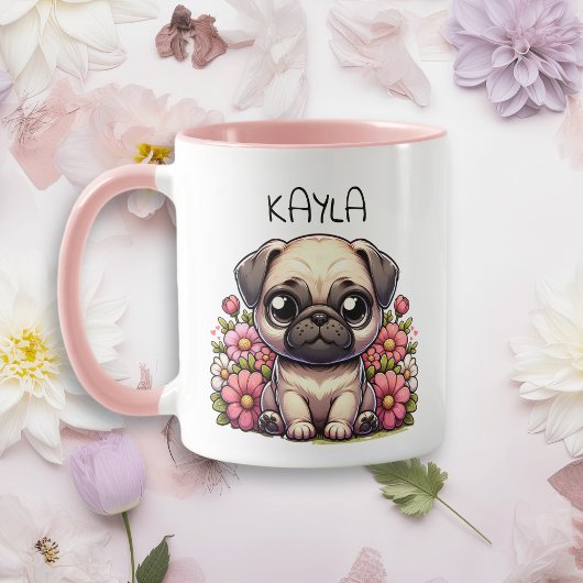 Gepersonaliseerde Schattigee Pug Puppy Dog Mok