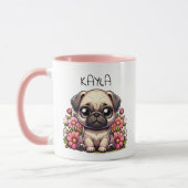 Gepersonaliseerde Schattigee Pug Puppy Dog Mok (Links)