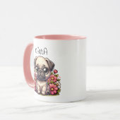 Gepersonaliseerde Schattigee Pug Puppy Dog Mok (Voorkant links)