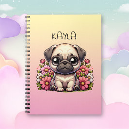 Gepersonaliseerde Schattigee Pug Puppy Dog Notitieboek