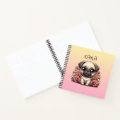 Gepersonaliseerde Schattigee Pug Puppy Dog Notitieboek (Binnen)