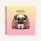 Gepersonaliseerde Schattigee Pug Puppy Dog Notitieboek (Voorkant)