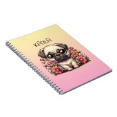 Gepersonaliseerde Schattigee Pug Puppy Dog Notitieboek (Rechterzijde)