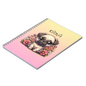 Gepersonaliseerde Schattigee Pug Puppy Dog Notitieboek (Linkerzijde)