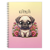 Gepersonaliseerde Schattigee Pug Puppy Dog Notitieboek (Voorkant)