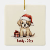 Gepersonaliseerde Schattigee Puppy Dog 1st Christm Keramisch Ornament (Achterkant)