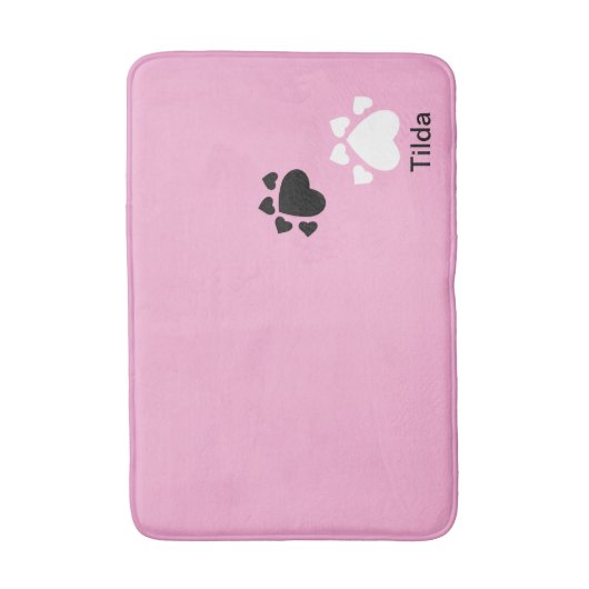 Gepersonaliseerde Schattigee puppy hart poten Badmat (Voorkant Verticaal)