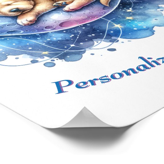 Gepersonaliseerde Schattigee puppy slapen op de ma Poster (Hoek)