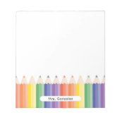 Gepersonaliseerde Schattigee Rainbow Teacher Waard Notitieblok (Voorkant)