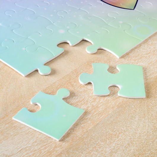 Gepersonaliseerde Schattigee Rainbow Unicorn Carto Legpuzzel (Zijkant)